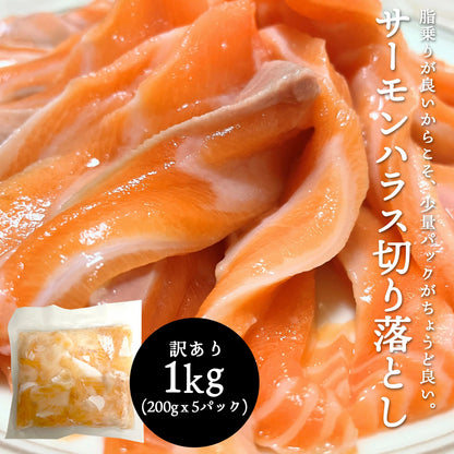 訳あり サーモン ハラス 切り落とし 200g 600g (200gx3) 1kg (200gx5) 刺身用 冷凍 アトランティックサーモン 生食用 切り身