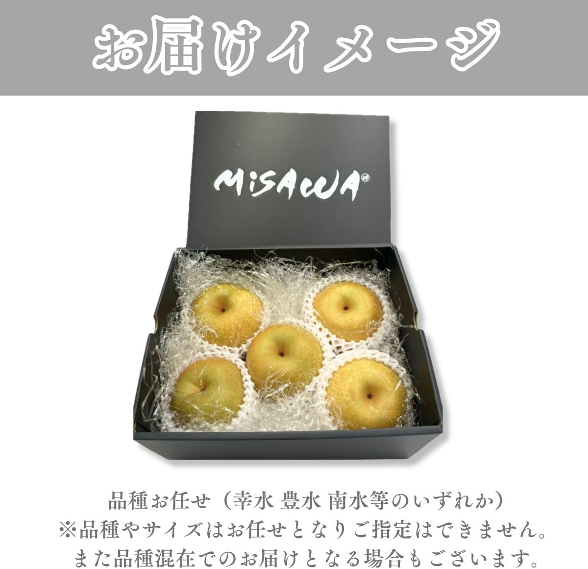 梨　贈答用　 約1.2kg(5玉)　長野県産　【化粧箱入り　品種お任せ(幸水・豊水・南水等のいずれか)　クール便】