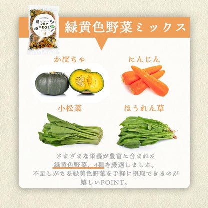 乾燥野菜 国産 ドライベジ 緑黄色野菜 ミックス 160g ＜ 大正2年創業の八百屋が真剣に考えたドライベジ ＞ 管理栄養士監修 カット野菜 野菜ミックス ドライベジタブル 緑黄野菜
