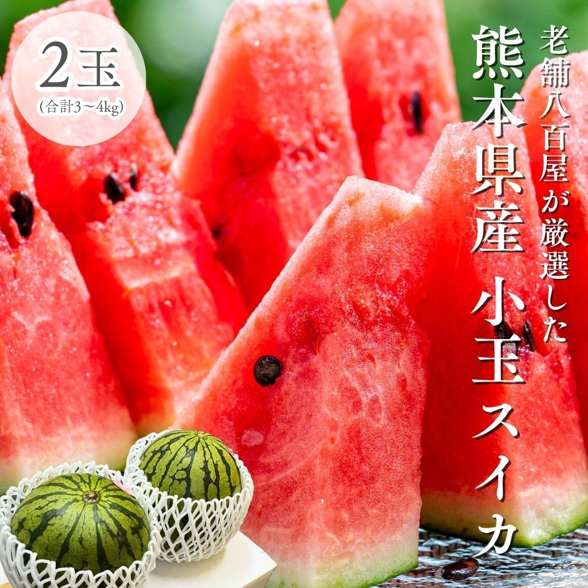 小玉西瓜 すいか 熊本県産 1玉（1.5～2kg） 2玉（合計3～4kg） 完熟